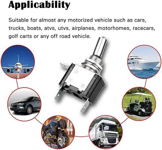 Alt view image 6 of 7 - 5pcs SPST LED Lighted Rocker Toggle Switch  Marine Toggle Switch, On-Off LED Toggle Switch 12V 20A for Car RV Vehicles Truck Boat