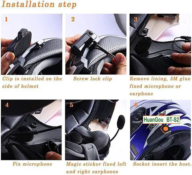 Alt view image 7 of 7 - Bluetooth Headset, BT-S2 Motorbike Helmet Intercom up to 3 Riders 1000M Helmet Communication System Supports Handsfree/Stereo Music/FM/GPS/ MP3 (Boom Microphone,Single)