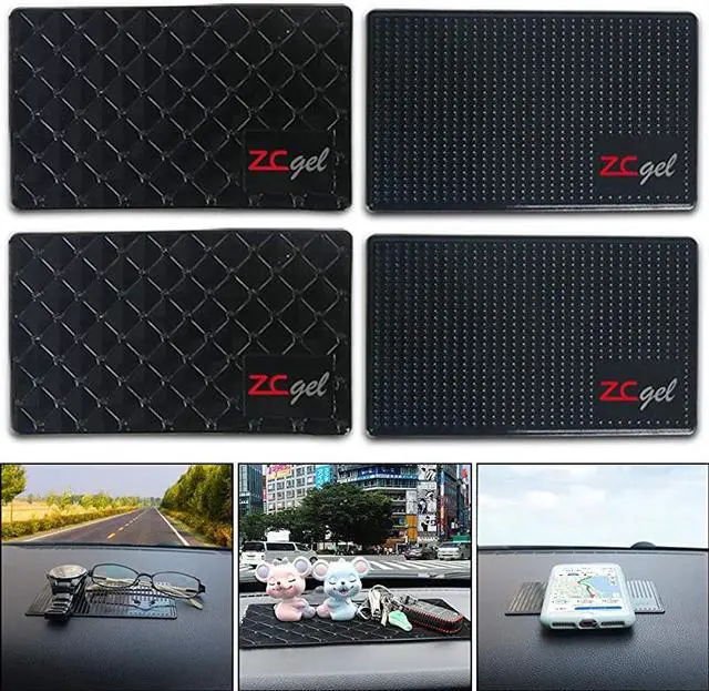 Main image of Sticky Dash Pad (4 Pack), Removable and Traceless Car Dashboard Mat with Heat Resistant, Sticky Non-Slip Dashboard Gel Pad for Cell Phone, Sunglasses, Keys, Coins and More