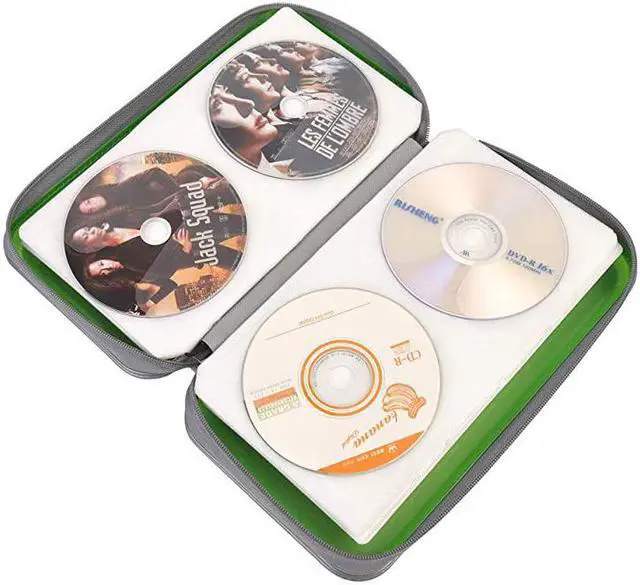 Alt view image 3 of 7 - CD Case 96 Capacity Hard Plastic CD Holder Protective DVD Disc Storage Case Holder Portable Zipper CD DVD Organizer Storage Wallet for Car Home Travel 96 Capacity Green