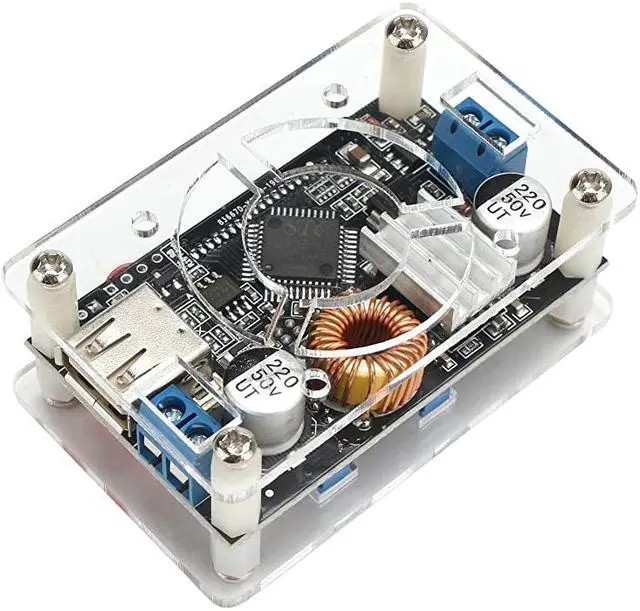 Alt view image 6 of 7 - Buck Module DROK Adjustable Buck Converter Step Down Voltage Regulator 6V32V 30V 24V 12V to 1532V 5V 5A LCD Power Supply Volt Reducer Transformer Module Board with USB Port Protective Case