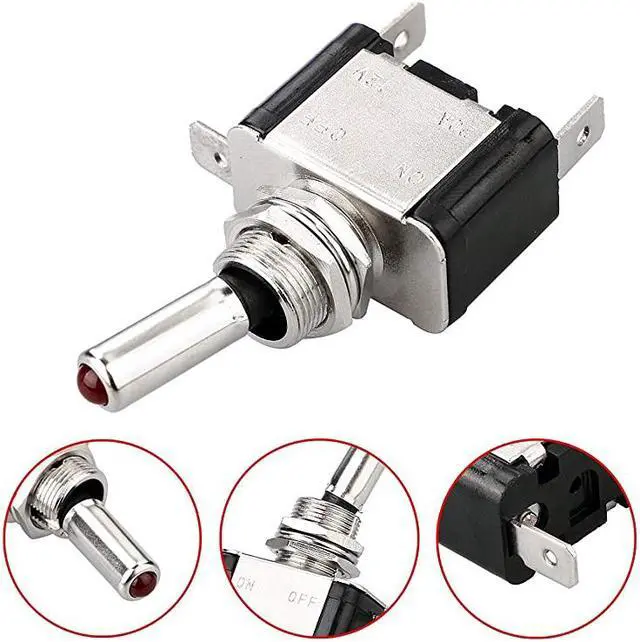 Alt view image 2 of 7 - 5pcs SPST LED Lighted Rocker Toggle Switch  Marine Toggle Switch, On-Off LED Toggle Switch 12V 20A for Car RV Vehicles Truck Boat