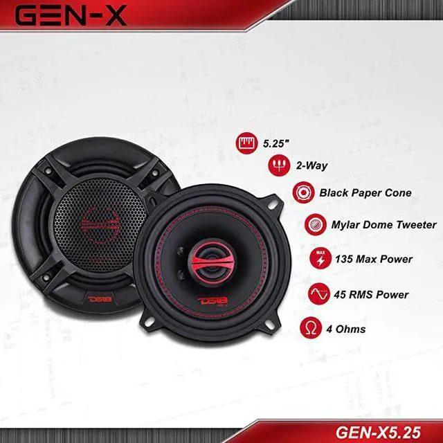Alt view image 2 of 5 - GENX525 Coaxial Speaker 525 2Way 135W Max 45W RMS Black Paper Cone Mylar Dome Tweeter 4 Ohms Clarity Unparalled by Other Speakers in Their Class 2 Speakers ModelGENX525