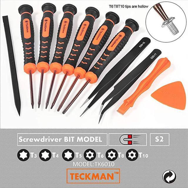 Juego de destornilladores Torx 10 en 1 con punta Torx T3 T4 T5 T6 T8 T10 de  seguridad Torx y pinzas ESD, destornilladores magnéticos kit de reparación