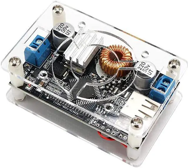 Alt view image 5 of 7 - Buck Module DROK Adjustable Buck Converter Step Down Voltage Regulator 6V32V 30V 24V 12V to 1532V 5V 5A LCD Power Supply Volt Reducer Transformer Module Board with USB Port Protective Case