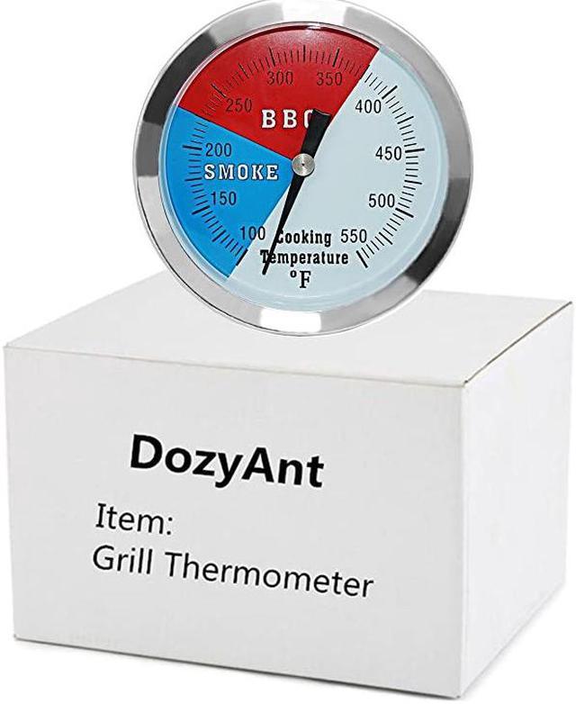 3 18 Inch Barbecue Charcoal Grill Smoker Temperature Gauge Pit BBQ  Thermometer Fahrenheit and Heat Indicator for Meat Cooking Port Lamb Beef  Stainless Steel Temp Gauge 