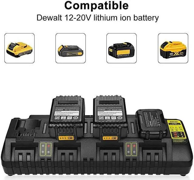Alt view image 4 of 7 - DCB104 Replacement Charger for Dewalt 12VDewalt 20V Max 4Port LiIon Fast Charger DCB102 DCB102BP DCB104 DCB118 DCB115 DCB107 DCB2052 DCB204 DCB127 DCB609 Dewalt 20V Lithium Battery