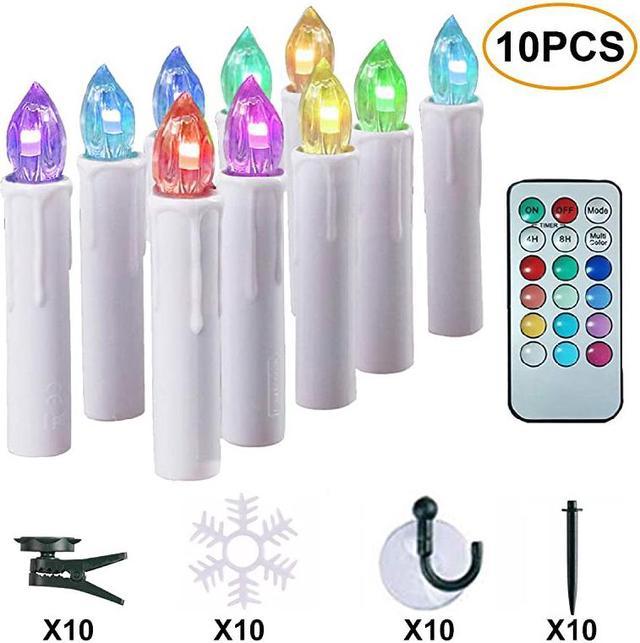 10 PCS Christmas Tree Candles Light Timer Remote Flameless