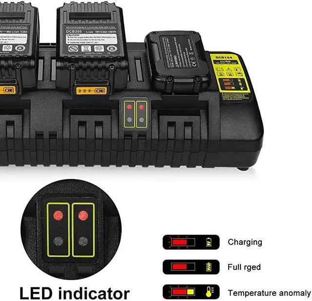 Alt view image 3 of 7 - DCB104 Replacement Charger for Dewalt 12VDewalt 20V Max 4Port LiIon Fast Charger DCB102 DCB102BP DCB104 DCB118 DCB115 DCB107 DCB2052 DCB204 DCB127 DCB609 Dewalt 20V Lithium Battery