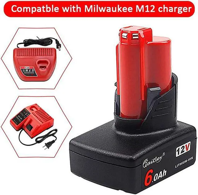 Alt view image 4 of 6 - 2 Pack  M12 6A Replacement Battery Compatible with Milwaukee M12 12V Lithiumion Battery 48112411 48112440 48112402 Tools