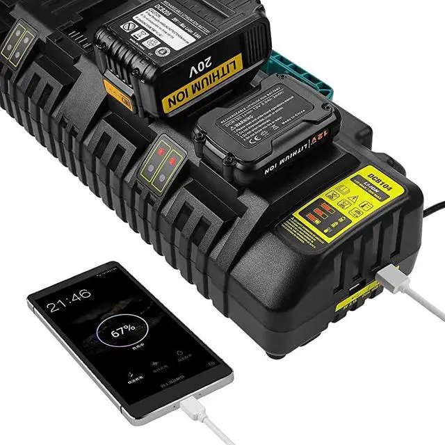 Alt view image 5 of 7 - DCB104 Replacement Charger for Dewalt 12VDewalt 20V Max 4Port LiIon Fast Charger DCB102 DCB102BP DCB104 DCB118 DCB115 DCB107 DCB2052 DCB204 DCB127 DCB609 Dewalt 20V Lithium Battery