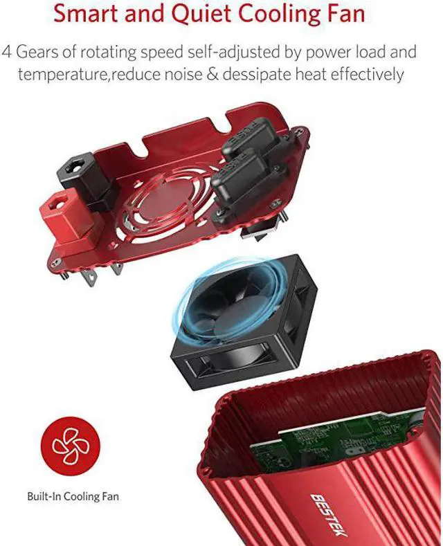 Alt view image 4 of 7 - 500W Power Inverter DC 12V to 110V AC Converter with Alligator Battery Clamp 48A Dual USB Car Charger ETL Listed