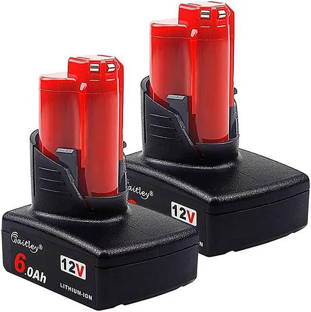 Main image of 2 Pack  M12 6A Replacement Battery Compatible with Milwaukee M12 12V Lithiumion Battery 48112411 48112440 48112402 Tools