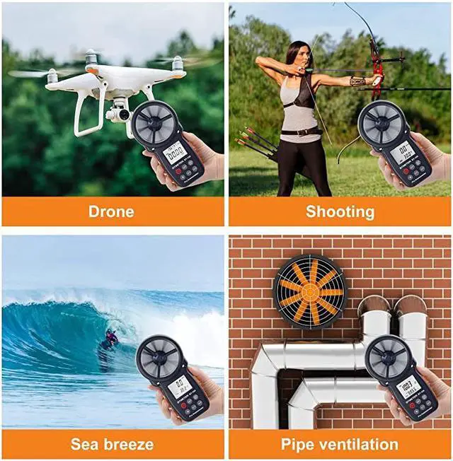 Alt view image 6 of 7 - BT100 Handheld Anemometer Digital Wind Speed Meter Gauge for HVAC CFM Tester Air Flow Velocity Wind Chill 14℉113℉ Wind Temperature