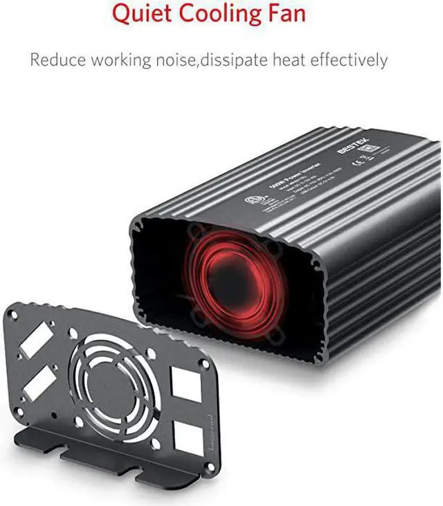 Alt view image 4 of 7 - 500W Power Inverter DC 12V to 110V AC Converter with 48A Dual USB Car Charger ETL Listed Grey