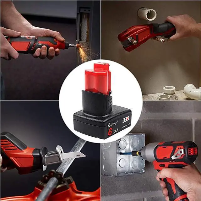 Alt view image 5 of 6 - 2 Pack  M12 6A Replacement Battery Compatible with Milwaukee M12 12V Lithiumion Battery 48112411 48112440 48112402 Tools