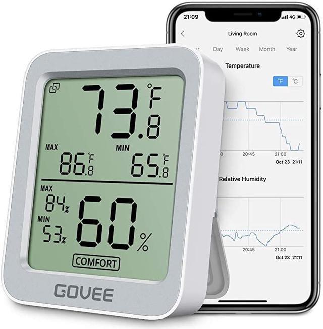 Wireless Bluetooth Hygrometer Thermometer, Humidity Temperature Gauge with  Cell Phone Remote Monitor, Notification Alert with Max Min Records,for
