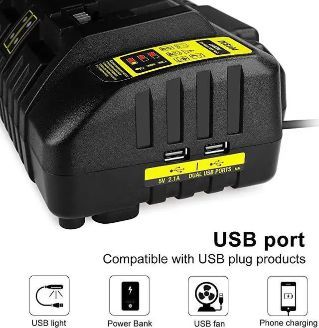 Alt view image 2 of 7 - DCB104 Replacement Charger for Dewalt 12VDewalt 20V Max 4Port LiIon Fast Charger DCB102 DCB102BP DCB104 DCB118 DCB115 DCB107 DCB2052 DCB204 DCB127 DCB609 Dewalt 20V Lithium Battery