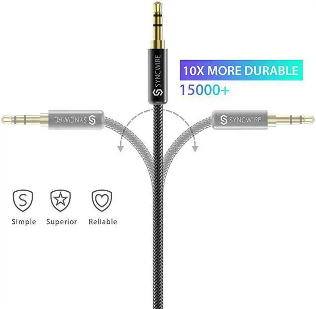 Alt view image 2 of 7 - Long Aux Cable 65Ft Auxiliary Audio Cable for Headphones Car Home Stereos iPhoneIpad iPodEcho Dot Galaxy S8 Galaxy Note 8 Smartphones More Black