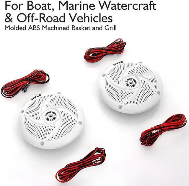 Alt view image 2 of 7 - Marine Speakers 525 Inch 2 Way Waterproof and Weather Resistant Outdoor Audio Stereo Sound System with LED Lights 180 Watt Power and Low Profile Slim Style 1 Pair PLMRS53WL