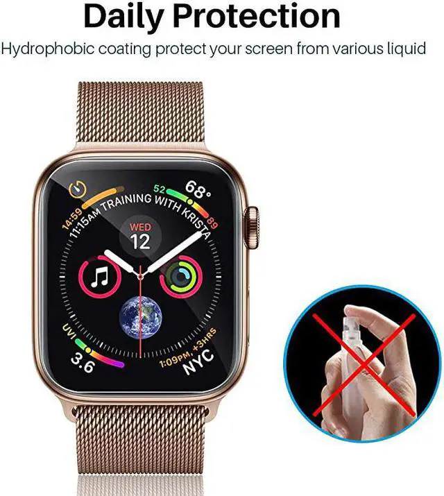 Alt view image 2 of 7 - Pack LϟK Screen Protector Compatible for Apple Watch Series 5 4 40mm Max Coverage BubbleFree Flexible TPU Clear Film with Circle Installation Tool