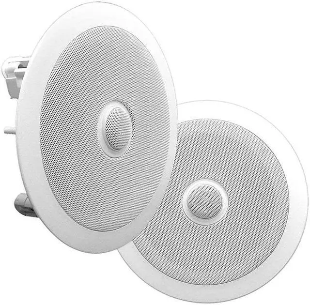 Main image of 6.5'' In-Wall/In-Ceiling Midbass Speakers (Pair) - 2-Way Woofer Speaker System Directable 1” Titanium Dome Tweeter Flush Mount Design w/ 65Hz - 22kHz Frequency Response 250 Watts Peak -  PDIC60