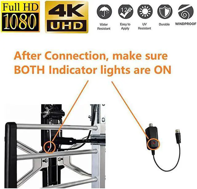 Alt view image 3 of 5 - Digital HDTV Outdoor Amplified Antenna 150 Miles Range Mounting Pole 40 feet RG6 Coaxial Cable Included Optimized Performance in UHF VHF Tools Free Installation