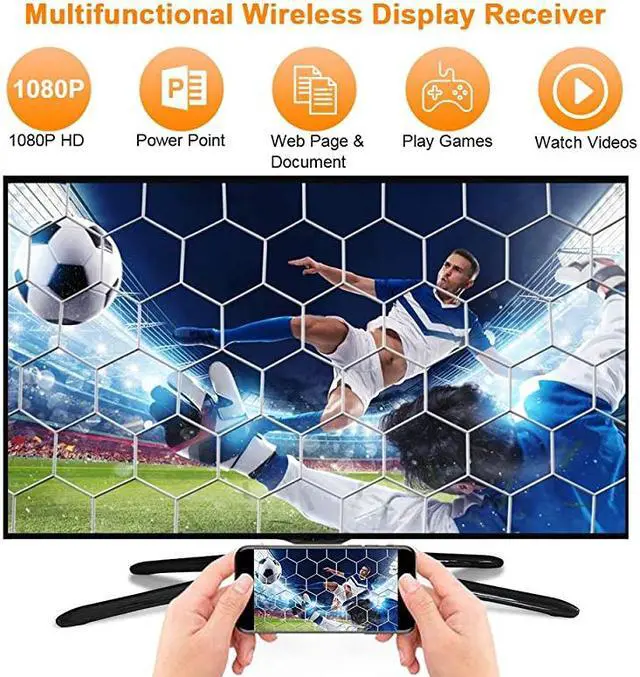 Alt view image 4 of 7 - Wireless Display Dongle  1080P Wireless HDMI Adapter Miracast Dongle Streaming Media Player Mirroring Screen from Small to Big Screen Support 24G5G Miracast Airplay DLNA