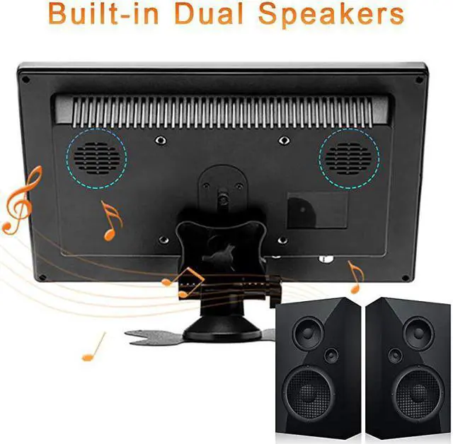 Alt view image 4 of 7 - 10 Inch Small HDMI Monitor Portable CCTV Monitors 1280x600 with BNC, AVI, VGA, HDMI Input Cable, Remote Control, Built-in Speakers, for PC, CCTV, Security Camera, Raspberry Pi, X-Box