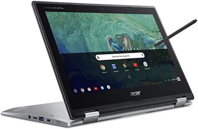 Alt view image 2 of 7 - Chromebook Spin 11 Convertible Laptop Intel Celeron N3350 116 HD Touch Display 4GB DDR4 32GB eMMC 80211ac WiFi Wacom EMR Pen Sleeve CP3111HNC2DV