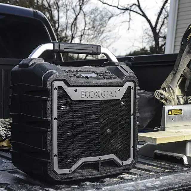 Alt view image 7 of 7 - EcoTrek GDIEXTRK210 Rugged Waterproof Floating Portable Bluetooth Wireless 100 Watt Stereo Smart Speaker and PA System Gray