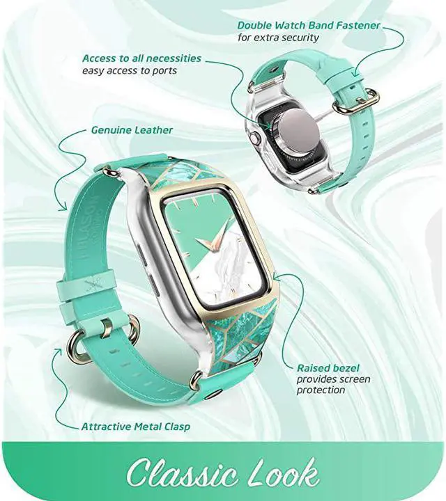 Alt view image 4 of 7 - Band Compatible with Apple Watch Band 38 mm Cosmo Stylish Sporty Protective Bumper Case with Adjustable Strap Bands for Apple Watch Series 321 Green