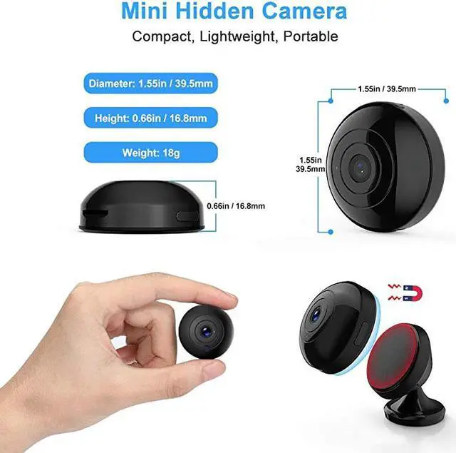 Alt view image 2 of 7 - Mini Hidden-Camera WiFi-Spy Camera Wireless 1080P,  Small Spy Cam Nanny Cam with Audio and Video Recording Micro Surveillance Camera for Live Stream/Night Vision/Motion Activated with Phone APP