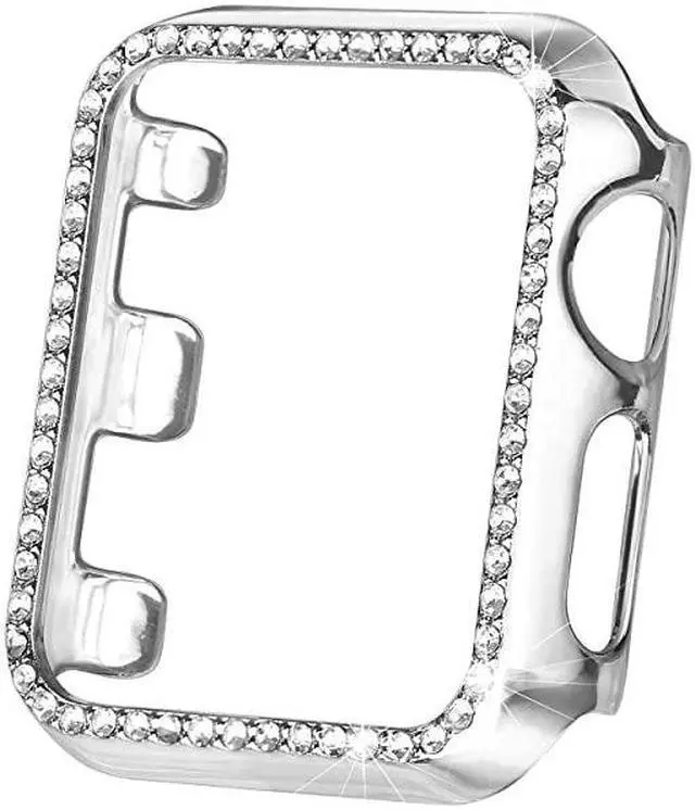 Main image of 38mm Case Compatible with Apple Watch Band Bling Full Cover Bumper Protective Frame Screen Protector for iWatch Series 321 Silver38mm