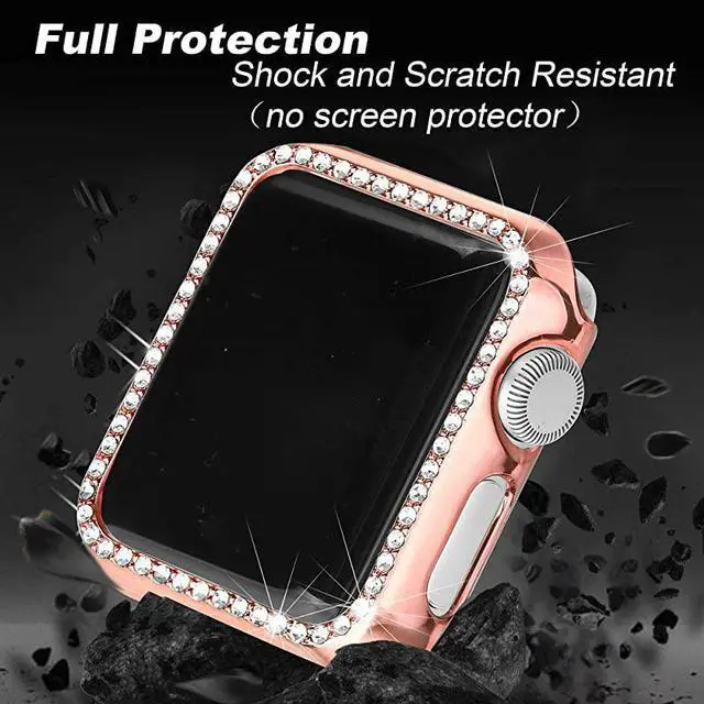 Alt view image 5 of 7 - 44mm Case Compatible with Apple Watch Band, Bling Full Cover Bumper Protective Frame Screen Protector for iWatch SE Series 6/5/4, Copper(44mm)