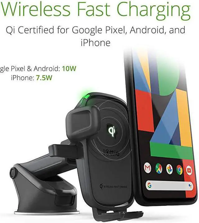 Alt view image 2 of 6 - Wireless Car Charger Easy One Touch Wireless 2 Qi Charging Dashboard Phone Mount for iPhone Samsung Galaxy Huawei LG Smartphones