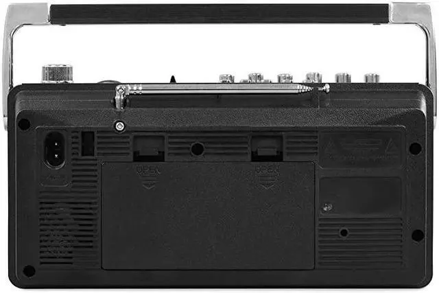 Alt view image 4 of 4 - Mini Bluetooth Boombox with Cassette Player Recorder and AmFM Radio Grey