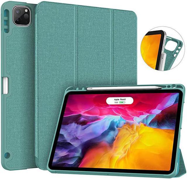 New iPad Pro 11 Case 2020 & 2018 with Pencil Holder - [Full Body Protection  + Apple Pencil Charging + Auto Wake/Sleep], Soft TPU Back Cover for 2020 iPad  Pro 11 inch(Lake Blue) 