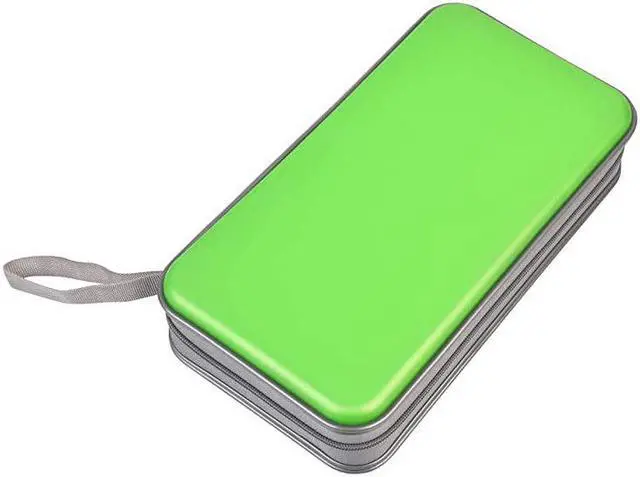 Alt view image 6 of 7 - CD Case 96 Capacity Hard Plastic CD Holder Protective DVD Disc Storage Case Holder Portable Zipper CD DVD Organizer Storage Wallet for Car Home Travel 96 Capacity Green