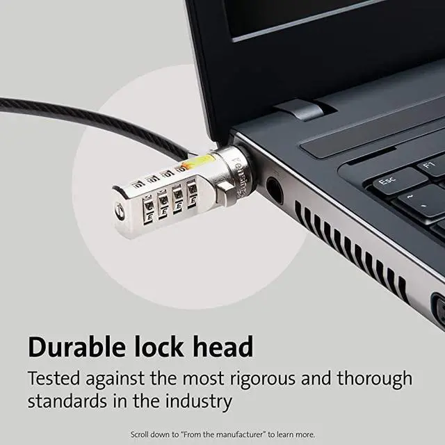 Alt view image 4 of 6 - Combination Ultra Cable Lock for Laptops and Other Devices K64675USSilver