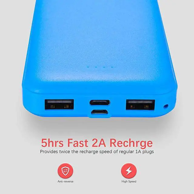 Alt view image 4 of 7 - 3Pack  10000mAh Dual USB Portable Charger Fast Charging Power Bank with USB C Input Backup Charger for iPhone X Galaxy S9 Pixel 3 and etc Red Blue amp Black
