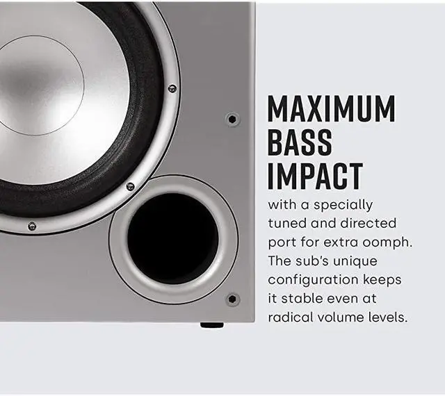 Alt view image 4 of 5 - PSW10 10 Powered Subwoofer Power Port Technology Up to 100 Watts Big Bass in Compact Design Easy Setup with Home Theater Systems