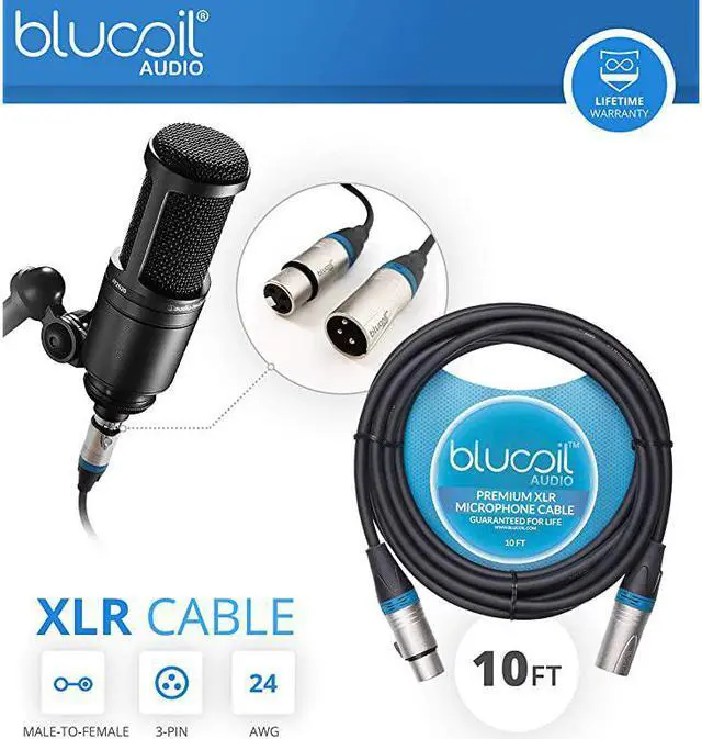 Alt view image 6 of 7 - MXL 990 Blizzard Condenser Microphone with Blue LED Lights Bundle with  10FT Balanced XLR Cable Pop Filter Windscreen and 5Pack of Reusable Cable Ties
