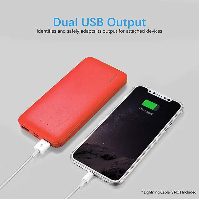 Alt view image 2 of 7 - 3Pack  10000mAh Dual USB Portable Charger Fast Charging Power Bank with USB C Input Backup Charger for iPhone X Galaxy S9 Pixel 3 and etc Red Blue amp Black