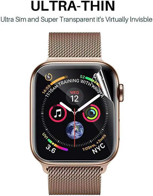 Alt view image 4 of 7 - Pack LϟK Screen Protector Compatible for Apple Watch Series 5 4 40mm Max Coverage BubbleFree Flexible TPU Clear Film with Circle Installation Tool