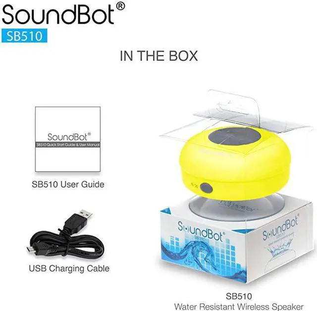 Alt view image 7 of 7 - SB510 HD Water Resistant Bluetooth 30 Shower Speaker Handsfree Portable Speakerphone with Builtin Mic 6hrs of playtime Control Buttons and Dedicated Suction Cup for Showers Bathroom Pool Boat Car Bea