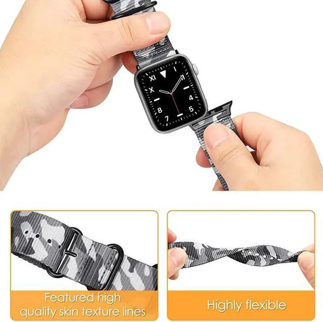 Alt view image 7 of 7 - Band Compatible with Apple Watch 44mm 42mm, Lightweight Breathable Woven Nylon Sport Wrist Strap with Metal Buckle Compatible 44mm 42mm Apple Watch Series SE / 6/5/4/3/2/1