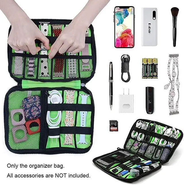 Alt view image 2 of 7 - Smart Watch Bands Organizer Waterproof Portable Electronics Travel Accessories Organizer Bag for Watch Bands Cable Charger Headset SD Card Pink