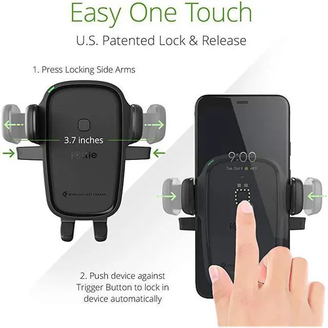 Alt view image 4 of 6 - Wireless Car Charger Easy One Touch Wireless 2 Qi Charging Dashboard Phone Mount for iPhone Samsung Galaxy Huawei LG Smartphones