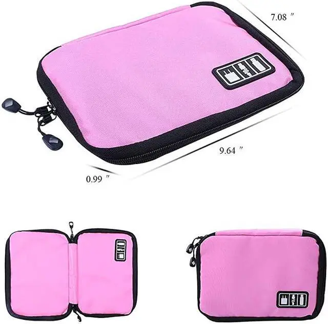 Alt view image 3 of 7 - Smart Watch Bands Organizer Waterproof Portable Electronics Travel Accessories Organizer Bag for Watch Bands Cable Charger Headset SD Card Pink